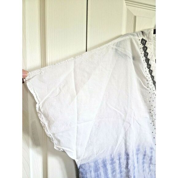 Catherine's Women's Plus Size 1X Blue White Blouse Short Sleeve Gradient - Picture 6 of 6